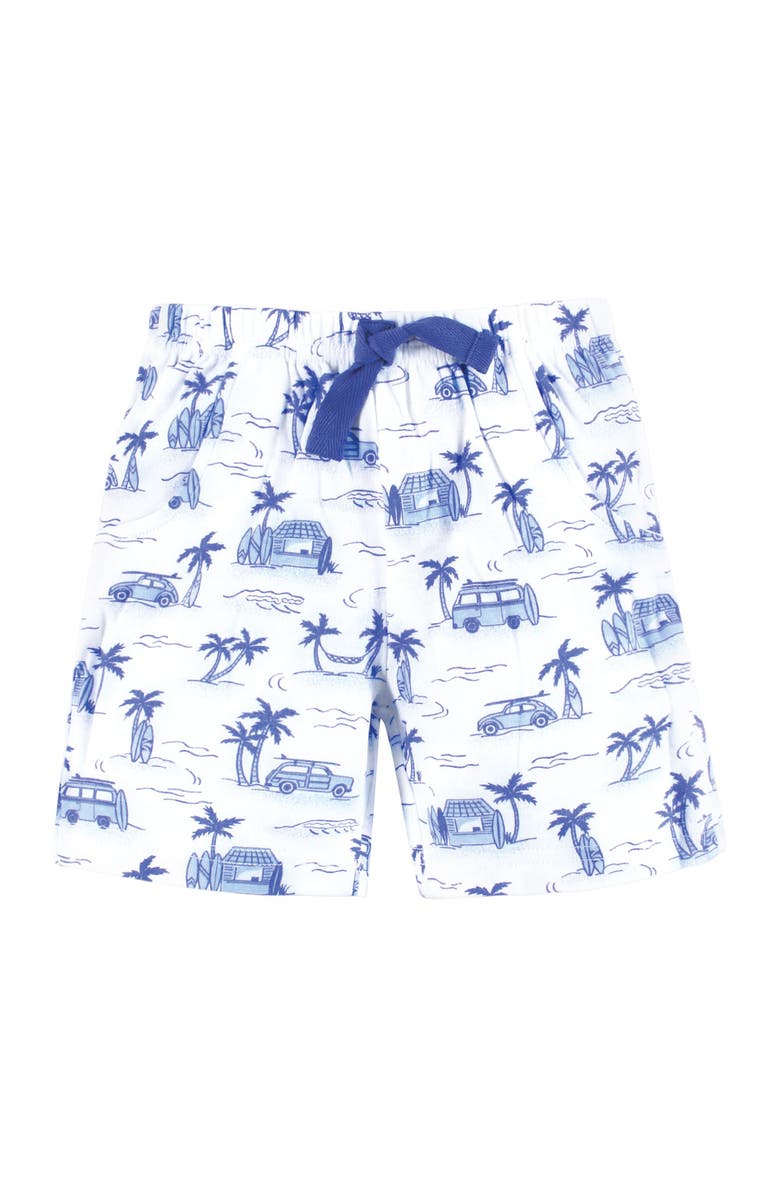 Hudson Baby Boys' 4-Piece Everyday Shorts Collection, Alternate, color, Blue Tropical Scene