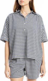MAX STUDIO Gingham Elbow Sleeve Top