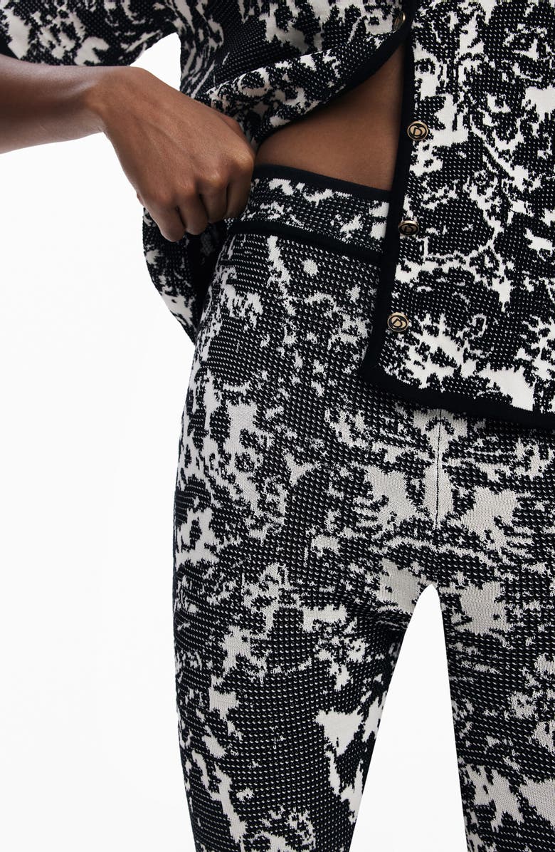 Desigual Geo Print Straight Leg Pants, Alternate, color, Black