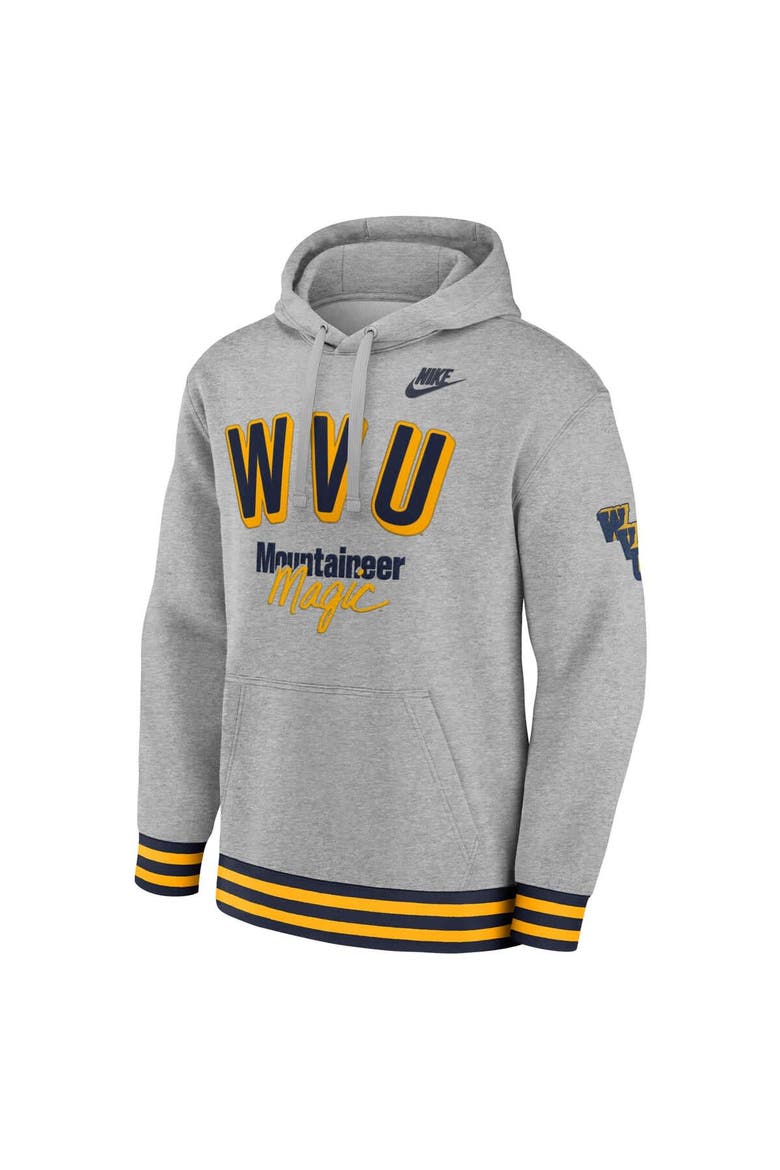 Men's Nike Heather Gray West Virginia Mountaineers Legacy Retro Pullover Hoodie, Alternate, color, Heather Gray