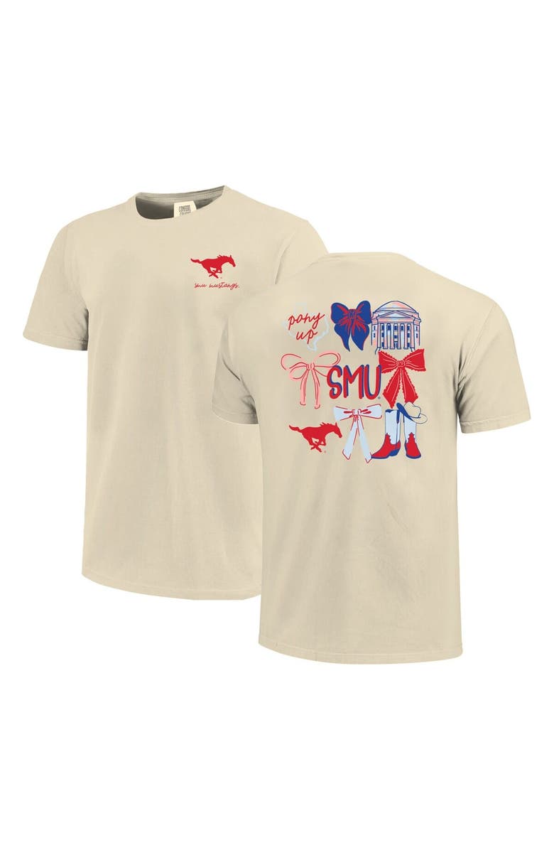 Comfort Colors Women's Comfort Colors Cream SMU Mustangs Coquette T-Shirt, Main, color, 