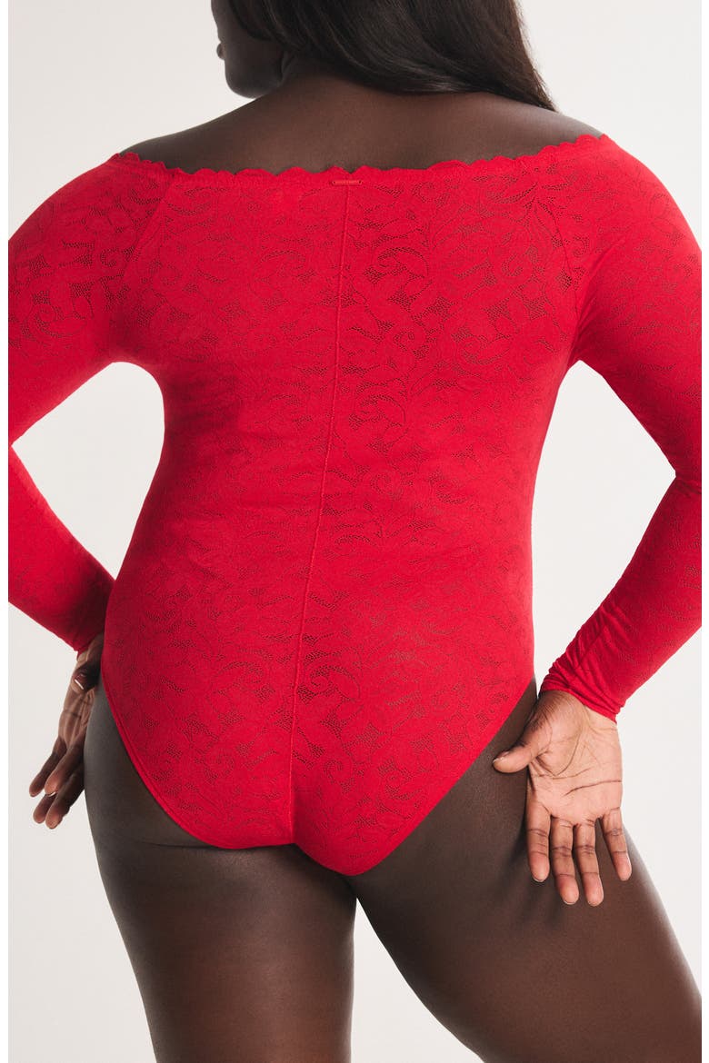 Lacy Dreams Pajama Bodysuit, Alternate, color, TIMELESS RED
