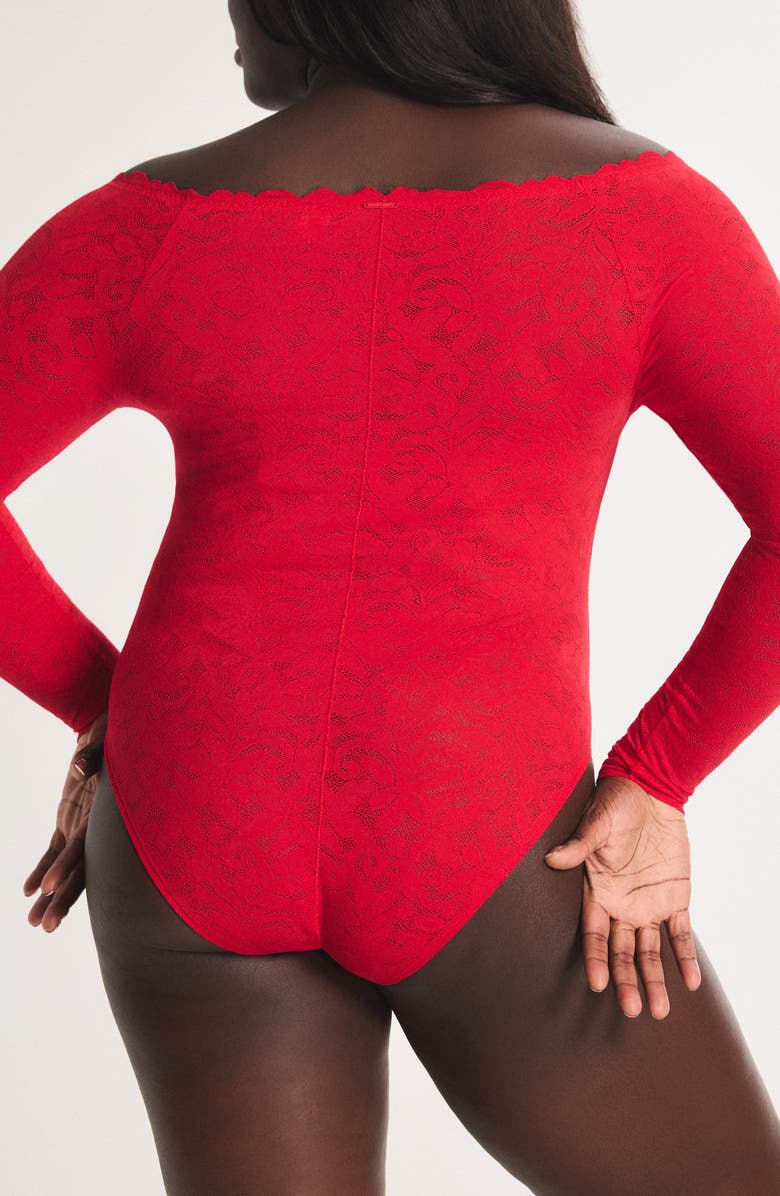 SAVAGE X FENTY Lacy Dreams Pajama Bodysuit, Alternate, color, Timeless Red