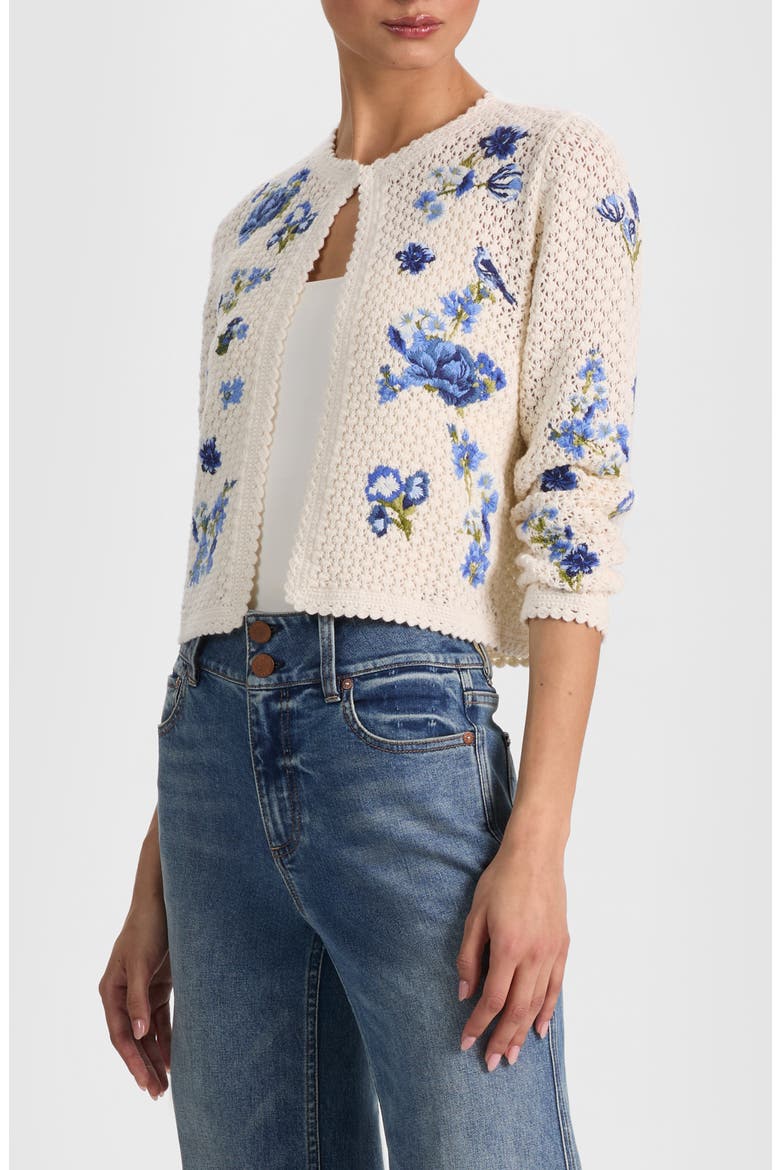 Anderson Floral Embroidered Cotton & Wool Cardigan, Alternate, color, FLEUR DE PARIS