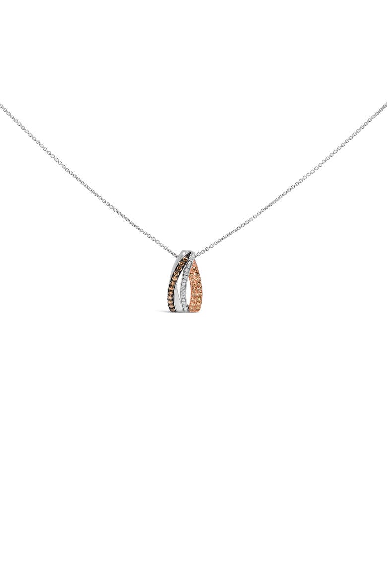 Tri Tone Sterling Silver 1/2 Cttw White and Brown Diamond Pendant Necklace, Main, color, Silver