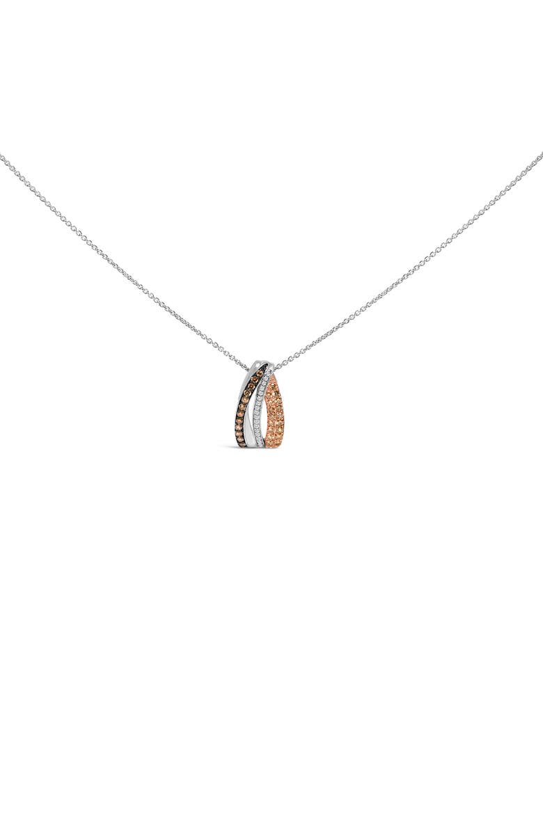 Haus of Brilliance Tri Tone Sterling Silver 1/2 Cttw White and Brown Diamond Pendant Necklace, Main, color, Silver