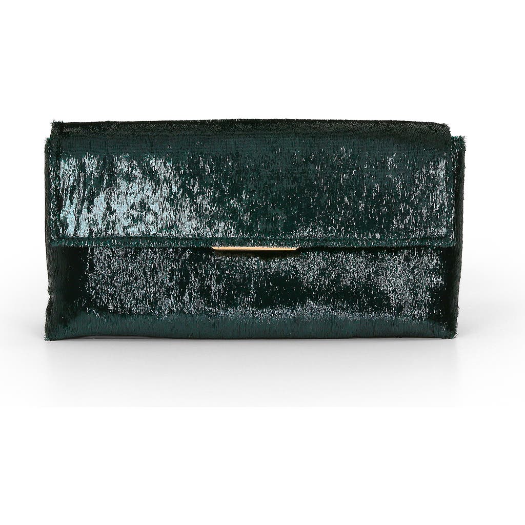 Jewel Badgley Mischka Angel Soft Faux Pony Hair Envelope Clutch In Green