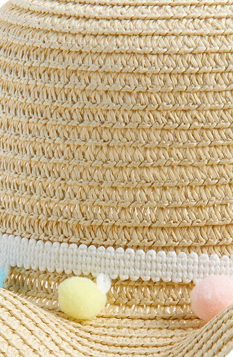 Piper & Jax Kids' Pompom Straw Floppy Hat, Alternate, color, Natural Multi