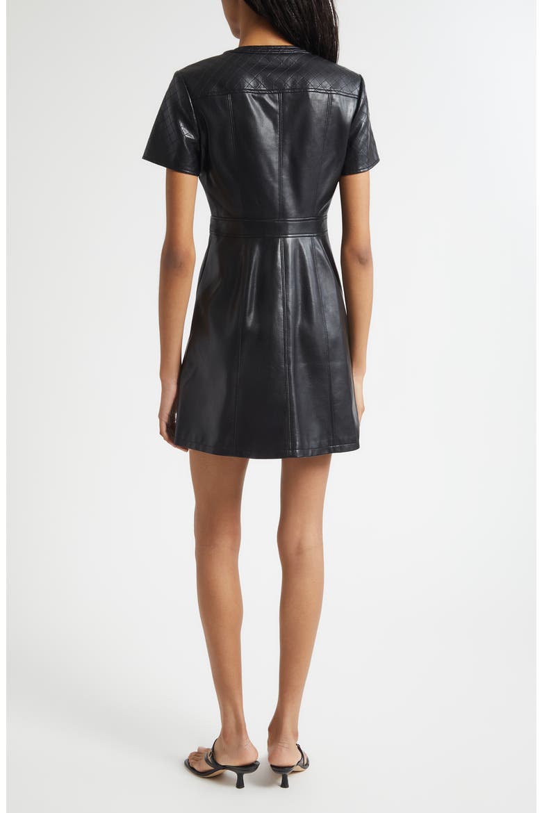 Layla Quilted Faux Leather Minidress, Alternate, color, BLACK