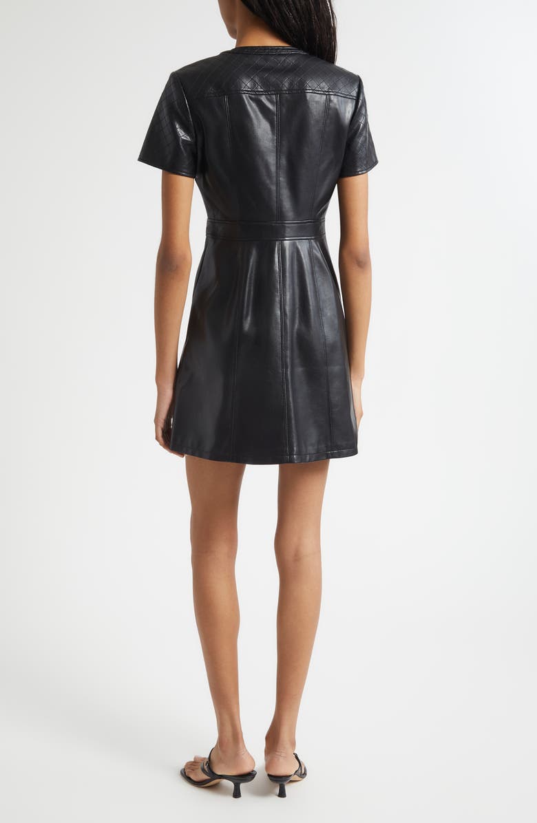 Cinq à Sept Layla Quilted Faux Leather Minidress, Alternate, color, Black