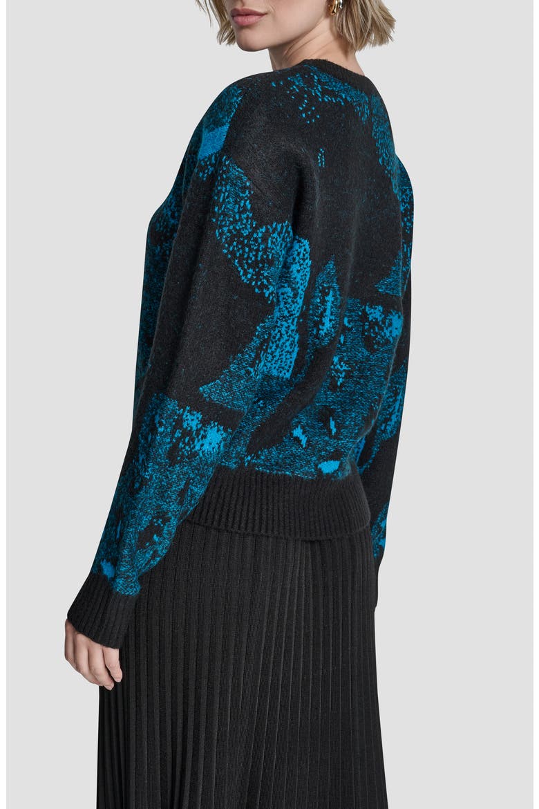 Intarsia Crewneck Sweater, Alternate, color, BLACK/OCEAN BLUE