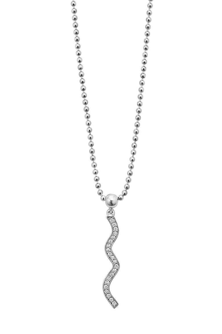 Caviar Spark Diamond Wave Pendant Necklace, Alternate, color, SILVER