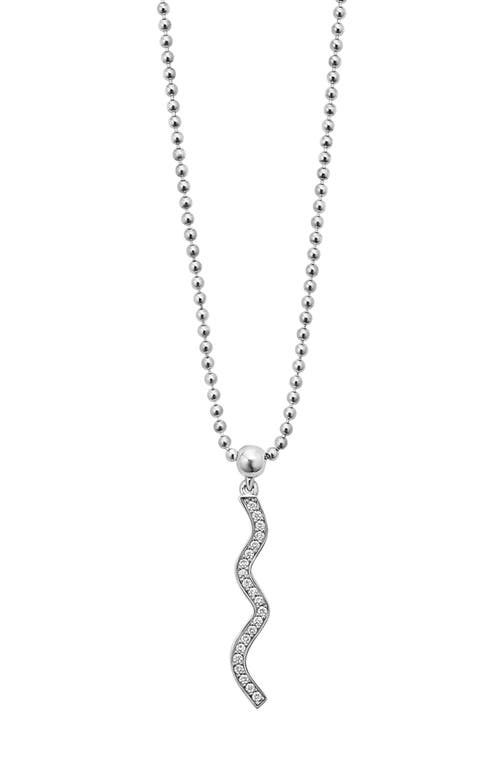 Lagos Caviar Spark Diamond Wave Pendant Necklace In Silver