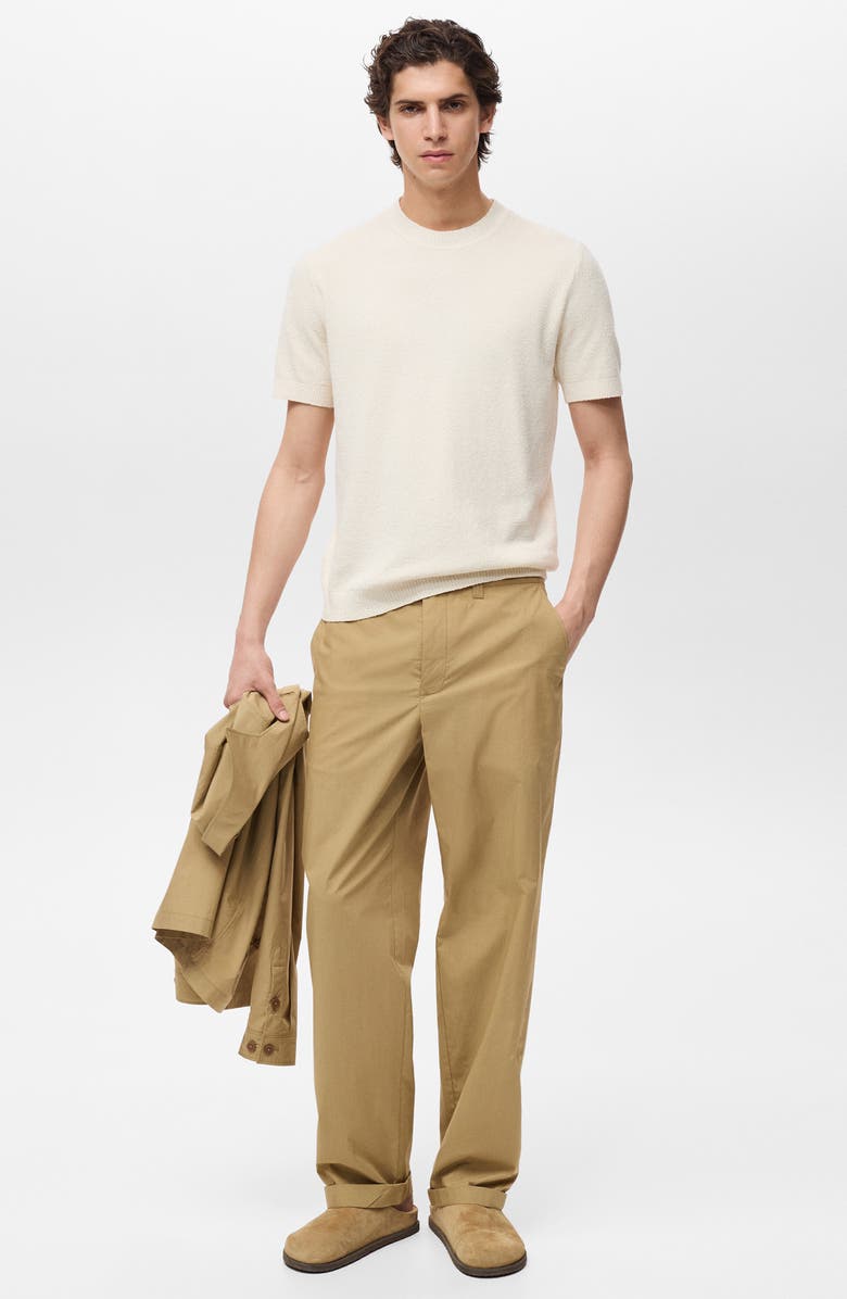 MANGO Short Sleeve Textured Cotton Blend Crewneck Sweater, Alternate, color, 