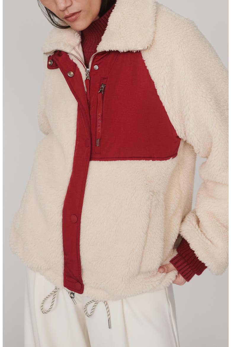 Kalyn Sherpa Fleece Jacket, Alternate, color, SANDSHELL/ RUMBA ROSE