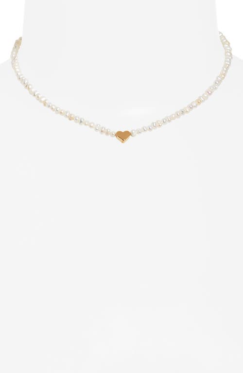 Nordstrom Freshwater Pearl Heart Choker Necklace In 14k Gold Plated