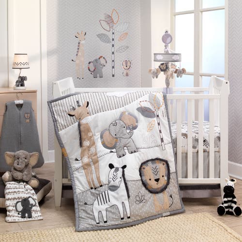 Lambs & Ivy Jungle Safari 100% Cotton Elephant/lion Fitted Crib Sheet In Multi