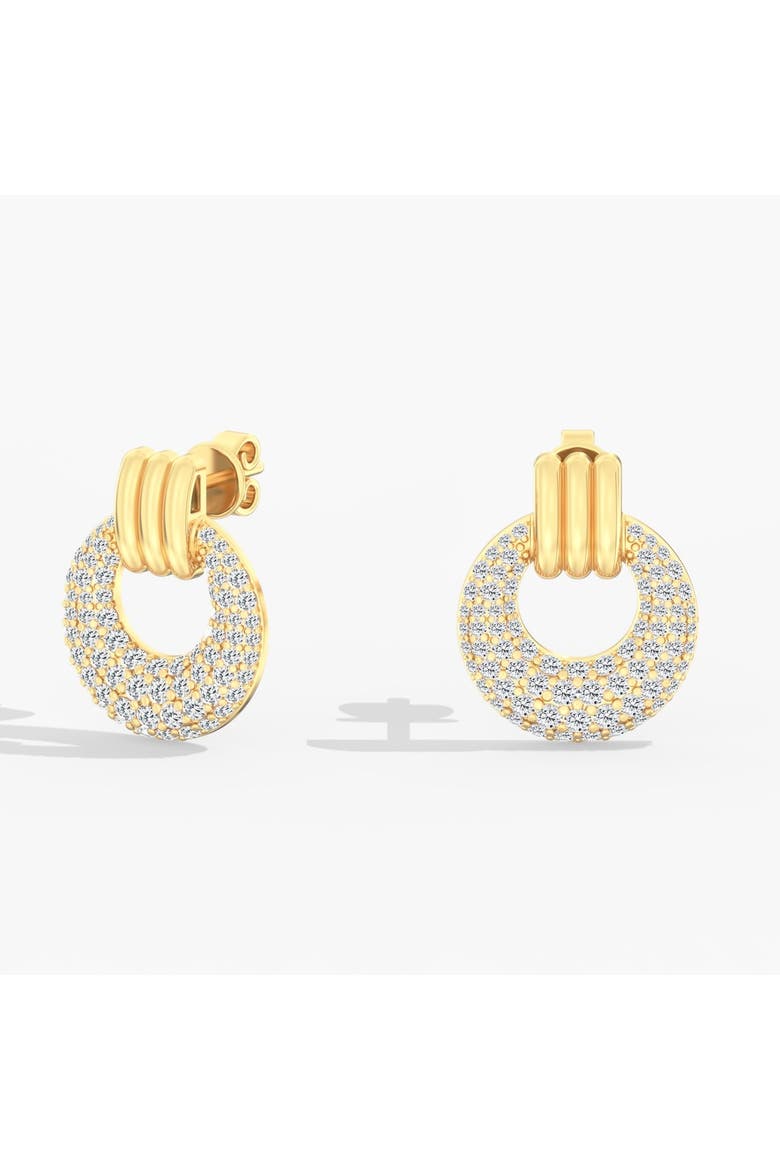 Domed Pavé Lab Diamond Door Knocker Earrings in 14K Gold, Main, color, Two-Tone Gold