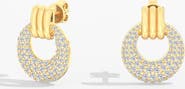 Everlee Domed Pavé Lab Diamond Door Knocker Earrings in 14K Gold