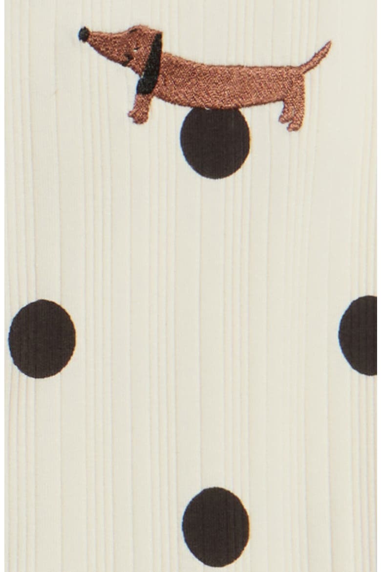 Kids' Polka Dot Stretch Cotton Pants, Alternate, color, OFF WHITE