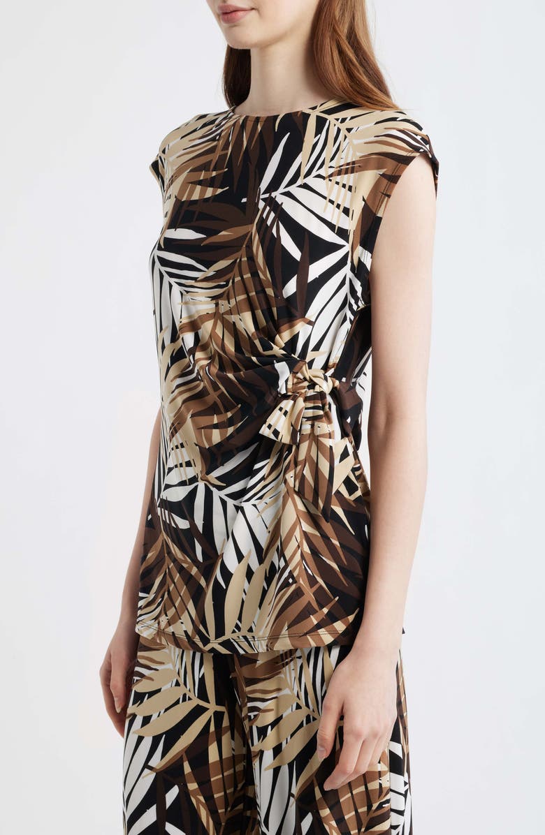 Anne Klein Print Side Tie Top, Alternate, color, Anne Black Multi