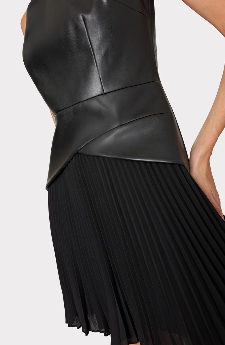 Milly Haddy Mixed Media Faux Leather Minidress, Alternate, color, Black/ Black