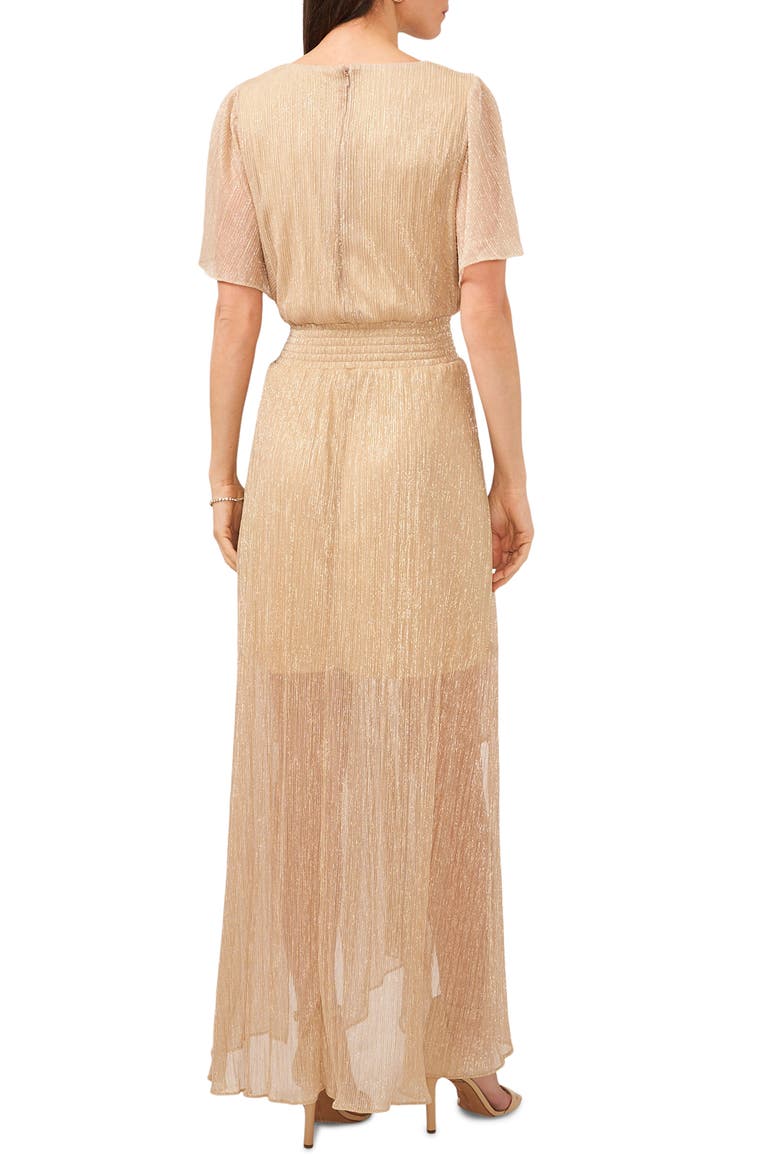 Metallic Flutter Sleeve Maxi Dress, Alternate, color, GOLD