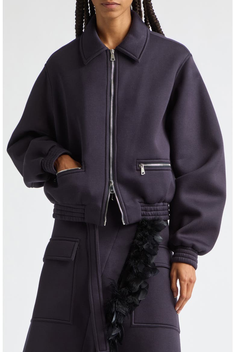 Viscose Knit Zip Jacket, Main, color, BLUE BLACK
