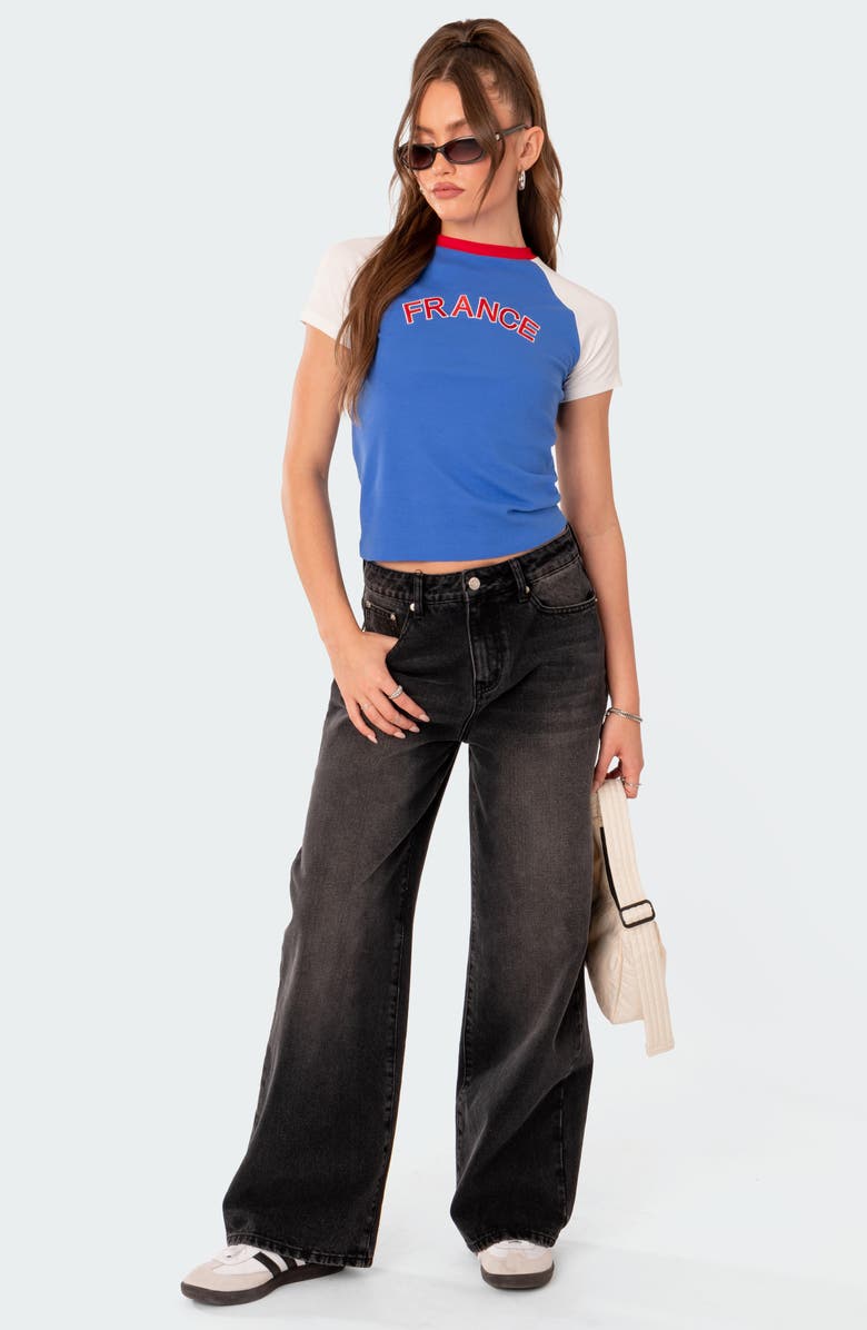 EDIKTED France Embroidered Raglan T-Shirt, Alternate, color, 