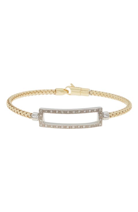 18K Gold Plated Stainless Steel Diamond Bangle Bracelet - 0.2 ctw.