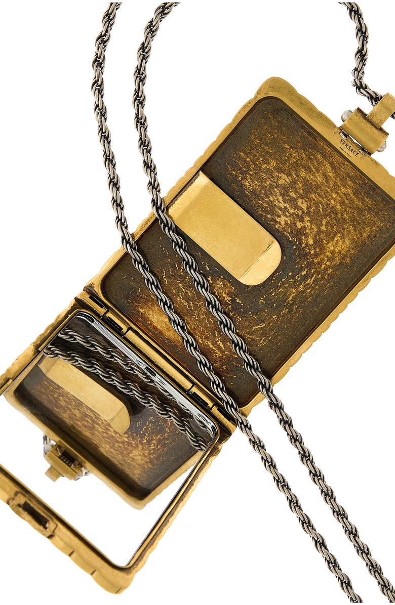 Versace Circe Locket Pendant Necklace, Alternate, color, Gold 82-Palladium Green