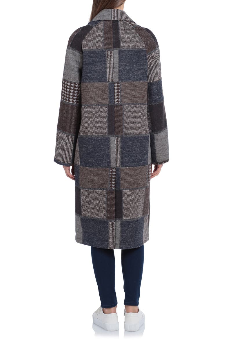 Walker Patchwork Longline Coat, Alternate, color, BROWN PLAID