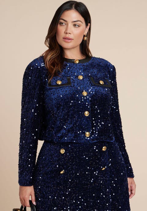 Sequin Velvet Jacket (Plus)