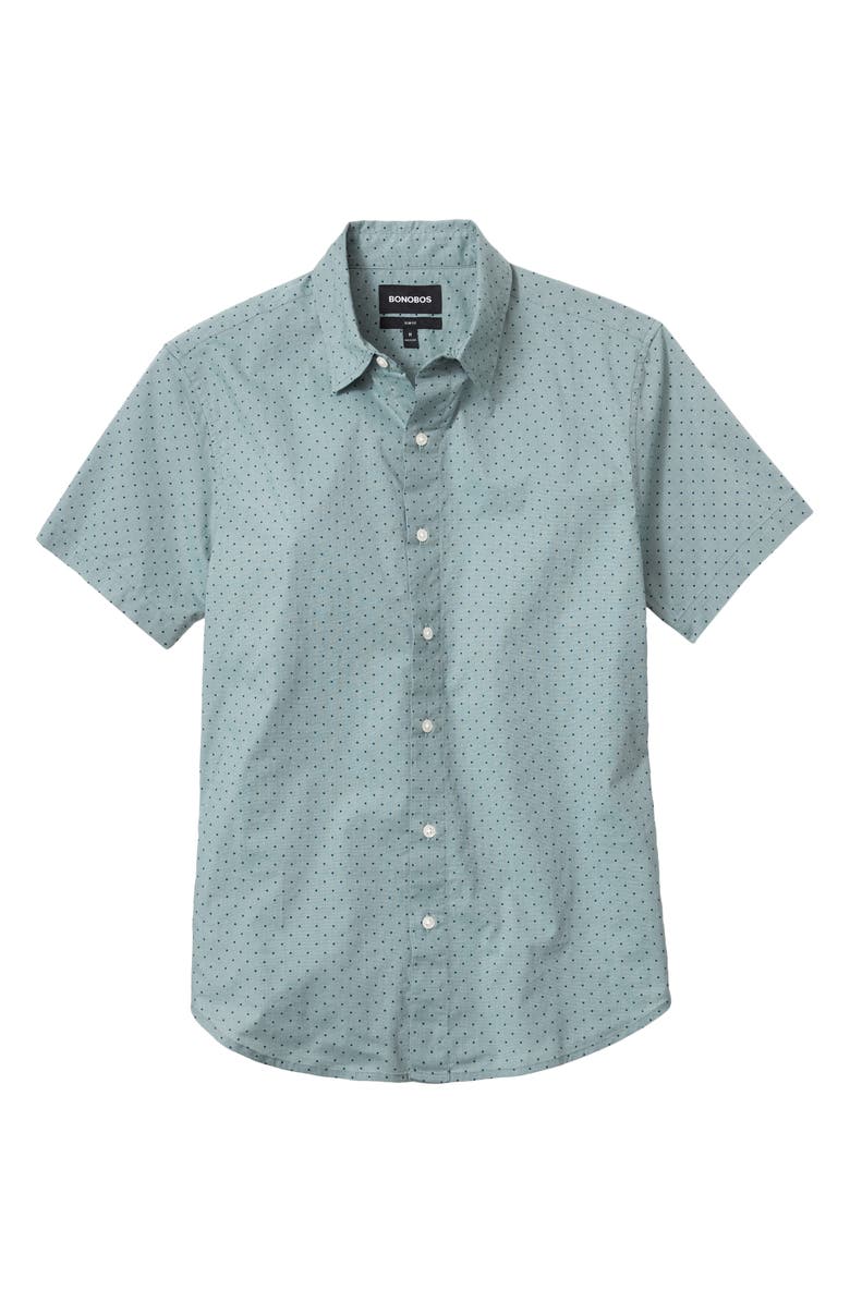 Bonobos Riviera Slim Fit Dot Stretch Short Sleeve Button-Up Shirt, Main, color, 