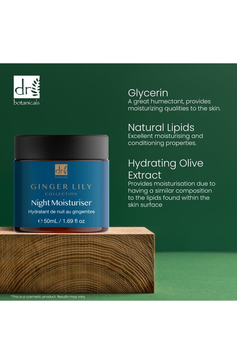 DR BOTANICALS Gingerlily Night Moisturiser 50ml for Anti-Aging, Brightening, Alternate, color, White