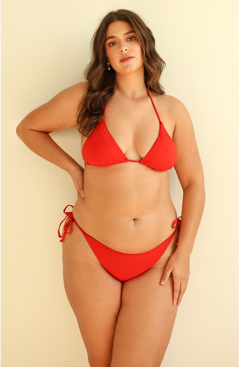 Dippin Daisys Palm Tie Back Triangle Bikini Top, Alternate, color, Chili