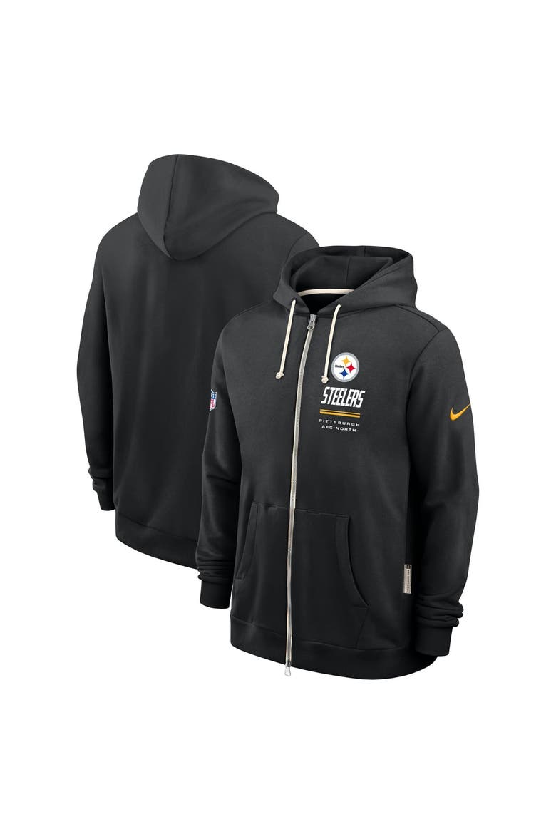 Men's Nike Black Pittsburgh Steelers Sideline Standard Issue Quarterback Scramble Dri-FIT Full-Zip Hoodie, Alternate, color, Black