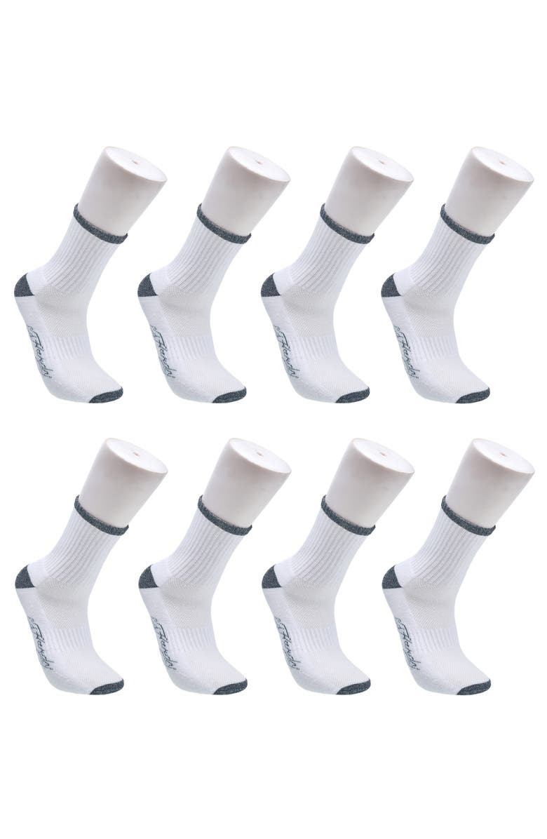 Ed Hardy Basic Half Cushion Mid Crew Sock 8-Pack, Main, color, White