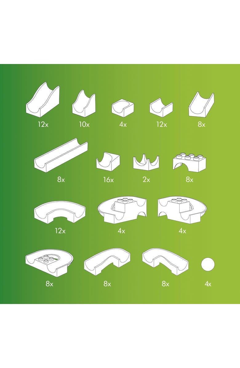 Hubelino 128 Piece Marble Run Toy - Compatible with Building Blocks - STEM Toy for Kids Ages 4+, Made in Germany, 124 Run Elements & 4 Marbles, Alternate, color, Multi