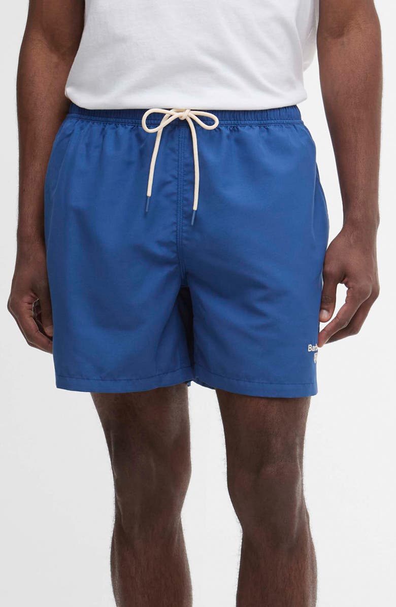 Barbour Staple Logo Embroidered Swim Trunks, Main, color, 