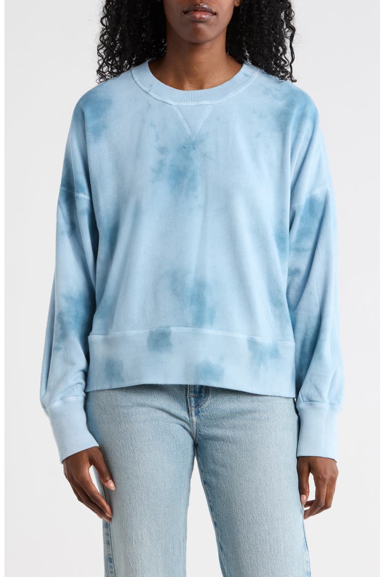 High Tide Tie Dye Pima Cotton Sweatshirt, Alternate, color, OCEAN BLUE TIE DYE