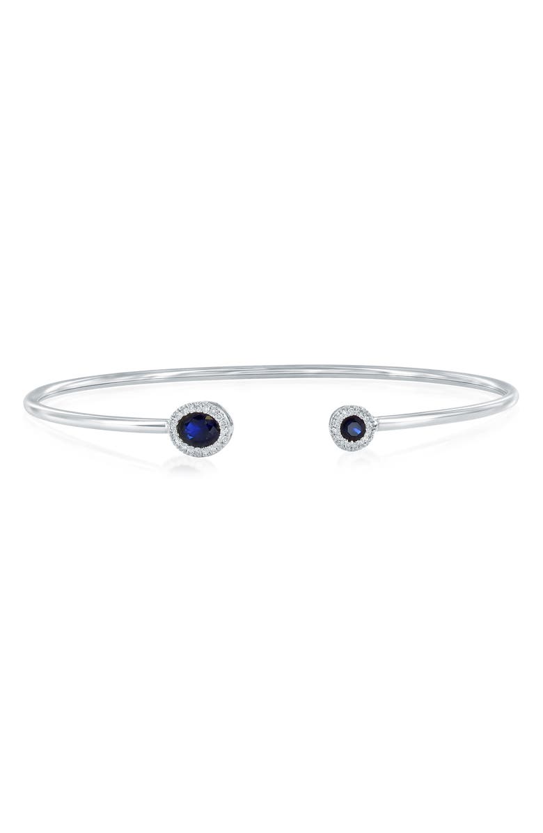 SIMONA Sterling Silver Lab Grown Diamond Bangle Bracelet, Main, color, Sapphire
