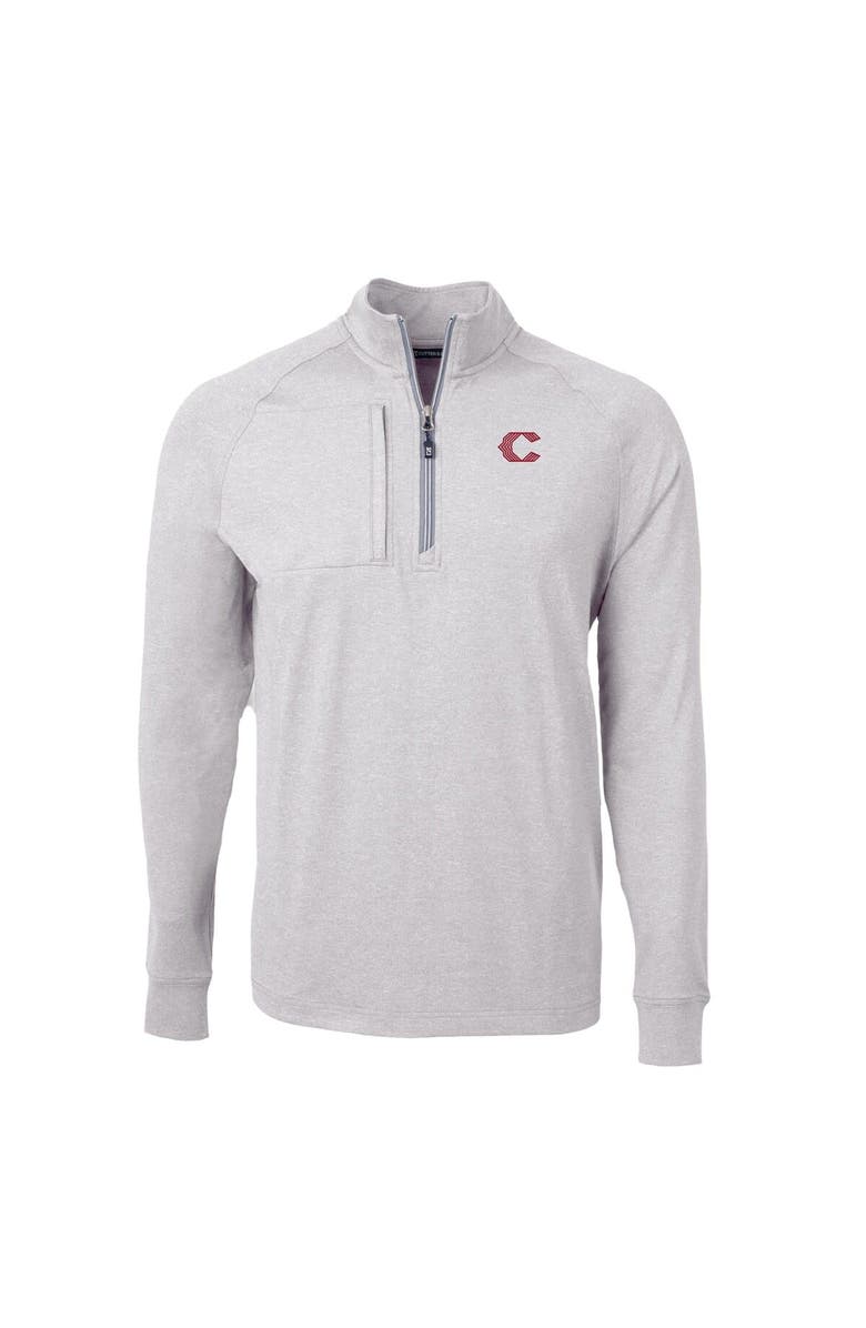 Cutter & Buck Men's Cutter & Buck Heather Gray Cincinnati Reds City Connect Big & Tall Adapt Eco Knit Heather Quarter-Zip Pullover Top, Alternate, color, 