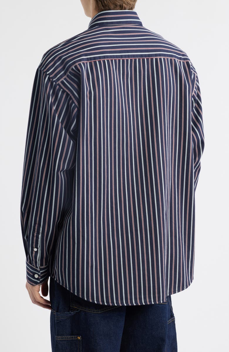 Carhartt Work In Progress Palance Stripe Cotton Button-Down Shirt, Alternate, color, Blue Stripe