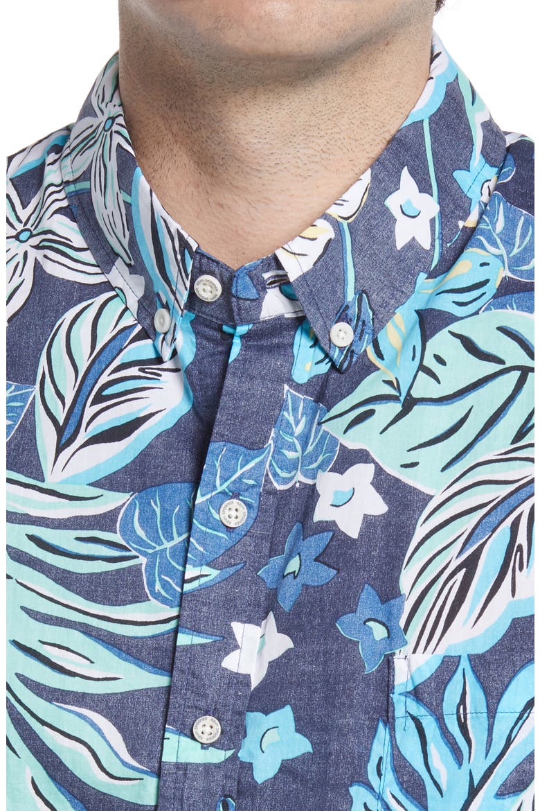 Waimea Canyon Tailored Fit Short Sleeve Button-Down Shirt, Alternate, color, DRESS BLUES