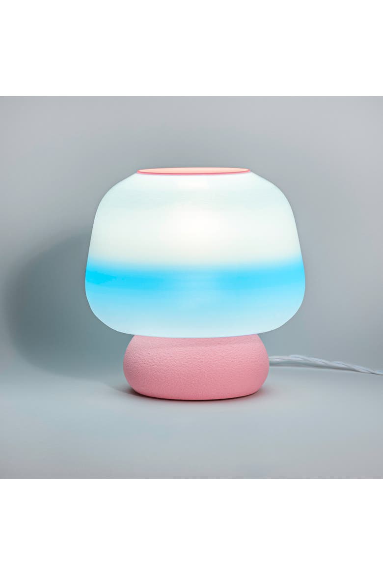 Portobello 10" Modern Classic Plant-Based Filament Dimmable LED 3D Printed Mushroom Table Lamp, Alternate, color, Blue/White/Light Pink