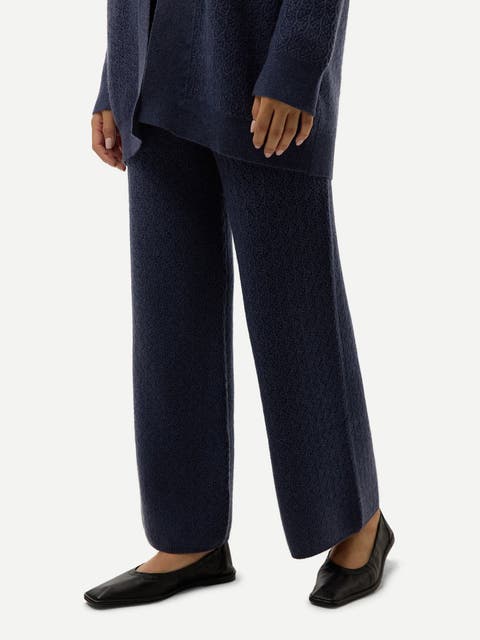 Wide-Leg Ajour Knit Cashmere Pants