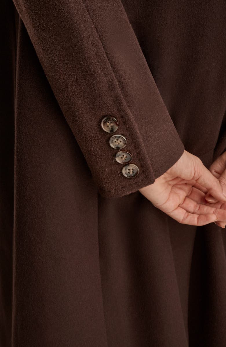 Donna Karan New York Tailored Double Breasted Wool Blend Coat, Alternate, color, Chocolate Plum