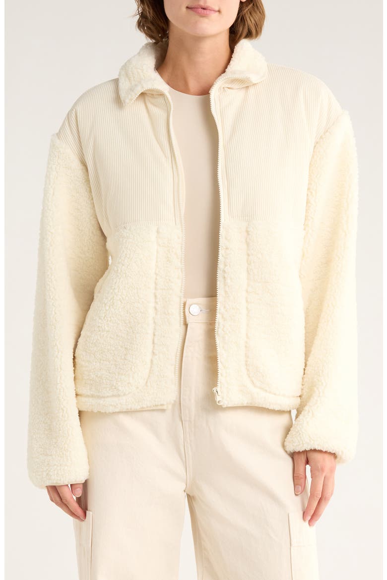 Corduroy & Faux Shearling Jacket, Main, color, CREAM