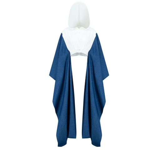 Denim Agbada Sleeves Cropped Hoodie